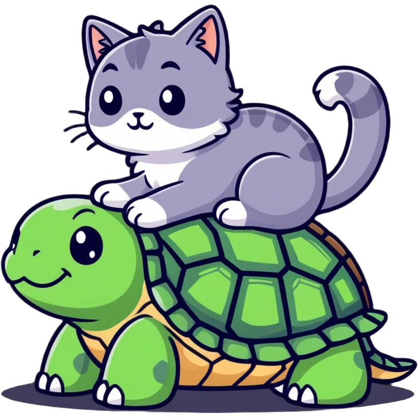Lazy cat riding a turtle  emoji