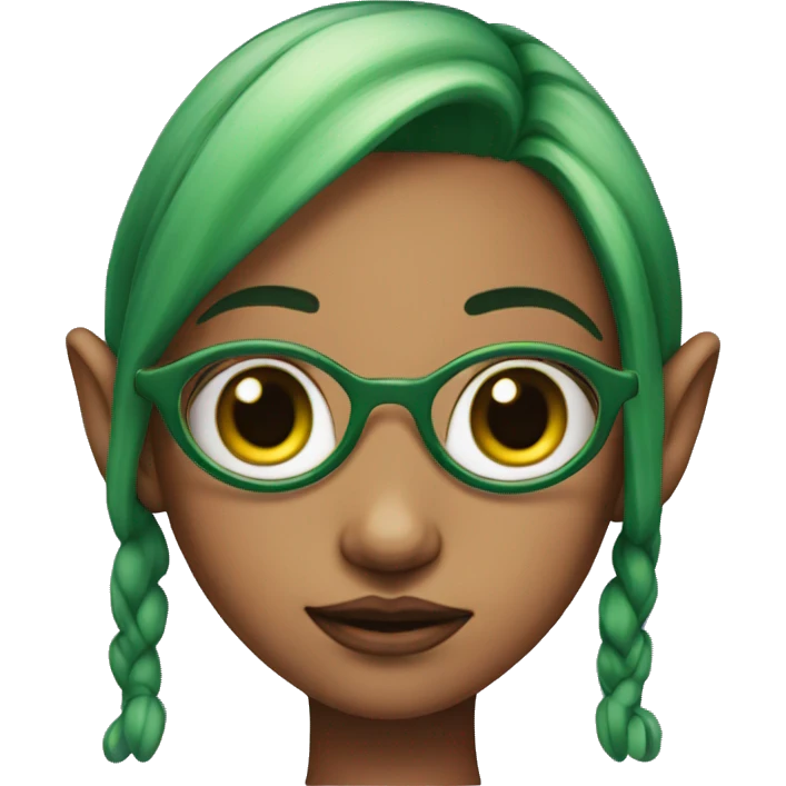 pink skin with four eyes girl with green hair and elf like ears  emoji