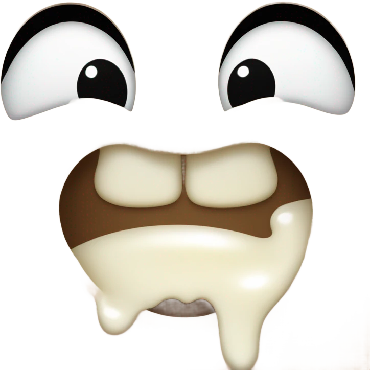 Emoji of a euphoric smiling drooling face with white milk dripping down the face  emoji