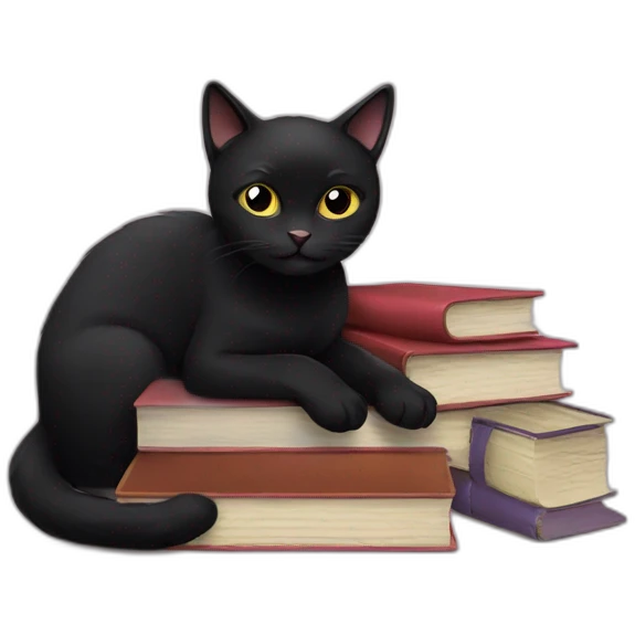 black cat and books emoji