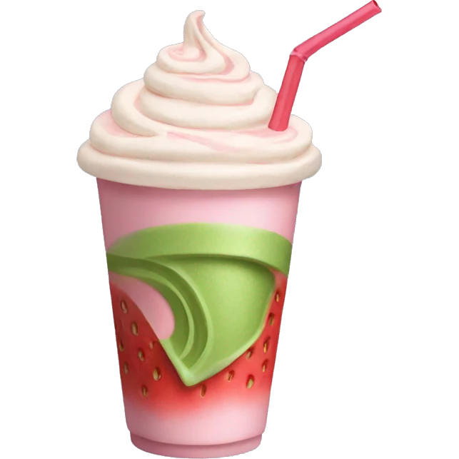 takeout strawberry matcha latte with straw emoji