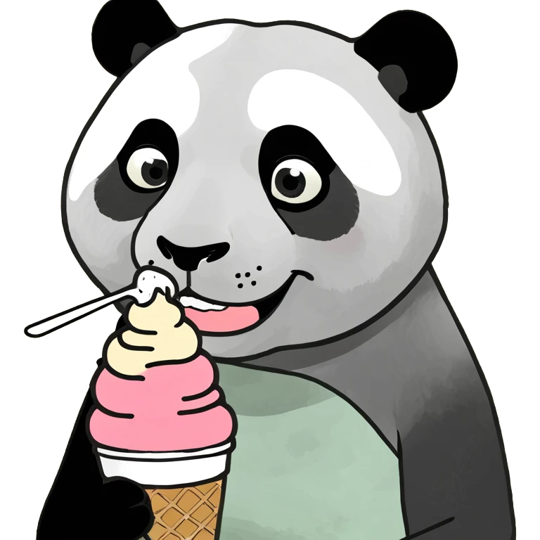 Panda eating ice cream emoji