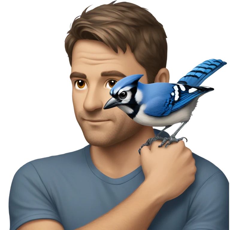 A blue jay on a man’s arm emoji