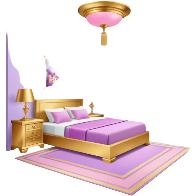 luxury studio apartment with pink, gold and lilac decorations emoji