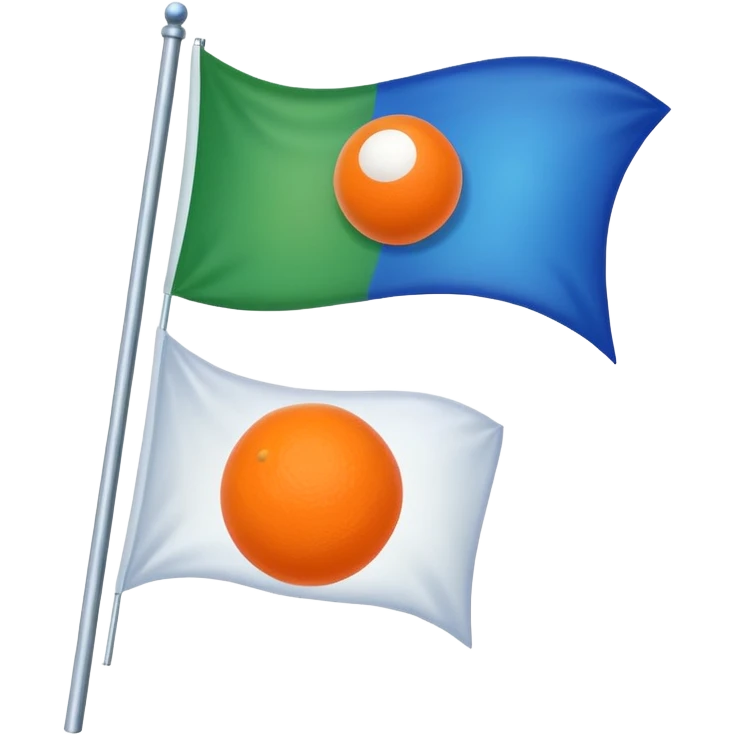 white flag up with a orange down with green and middle with blue ball emoji