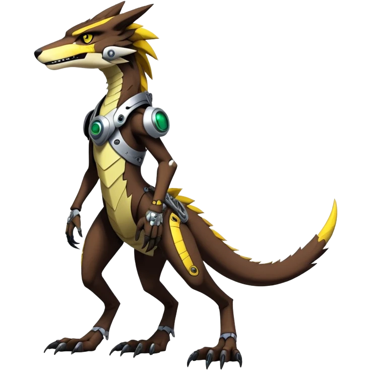 Full body Edgy Anthro Futuristic Mechanical Sergal-raptor-vernid emoji