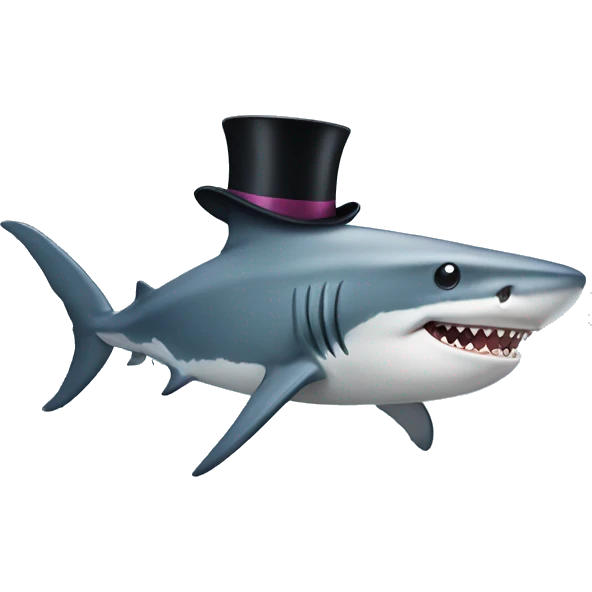 Shark with a top hat emoji