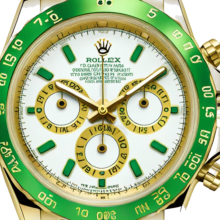Rolex gold Daytona watch with green bezel emoji