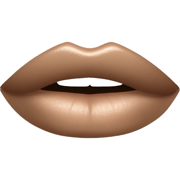 Lips that are light nude with a brown liner (not covering the whole lip) emoji