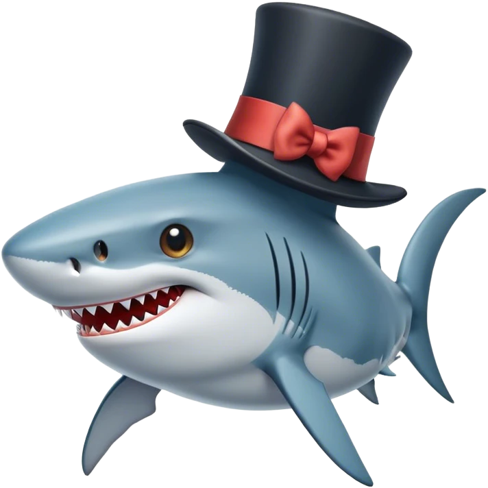 Shark with a top hat emoji