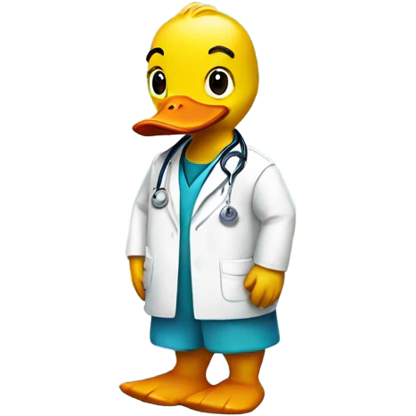 Plastic duck wearing a doctor outfit emoji