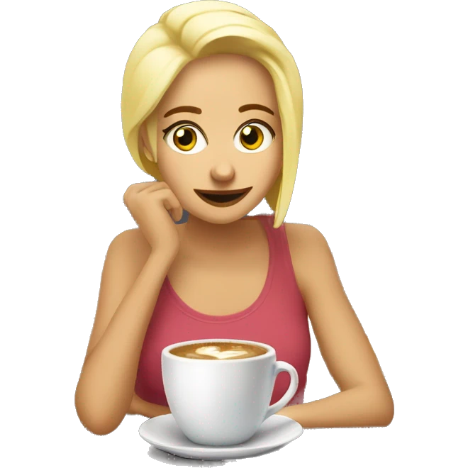 Chica rubia tomando café  emoji