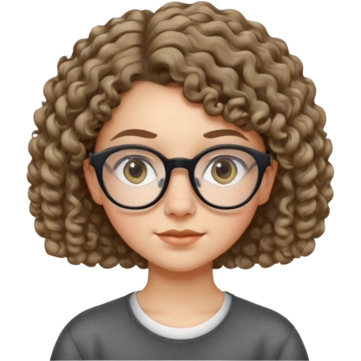 studious 14-year-old white girl with big glasses and short curly hair emoji
