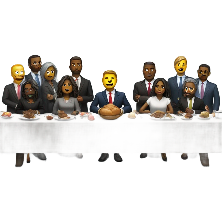 the last supper wearing suits in a modern office emoji