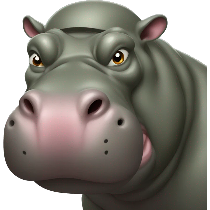 very strong and muscular hippo with a mean face with army fatigue emoji