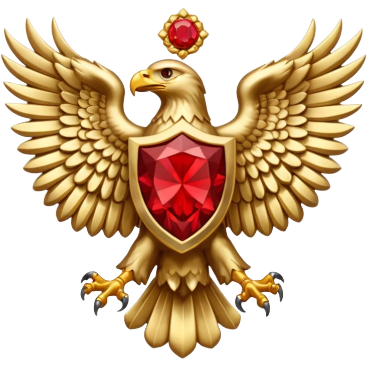 Bicephalous Eagle crest / brosch in a cirkel without background and with red gem emoji