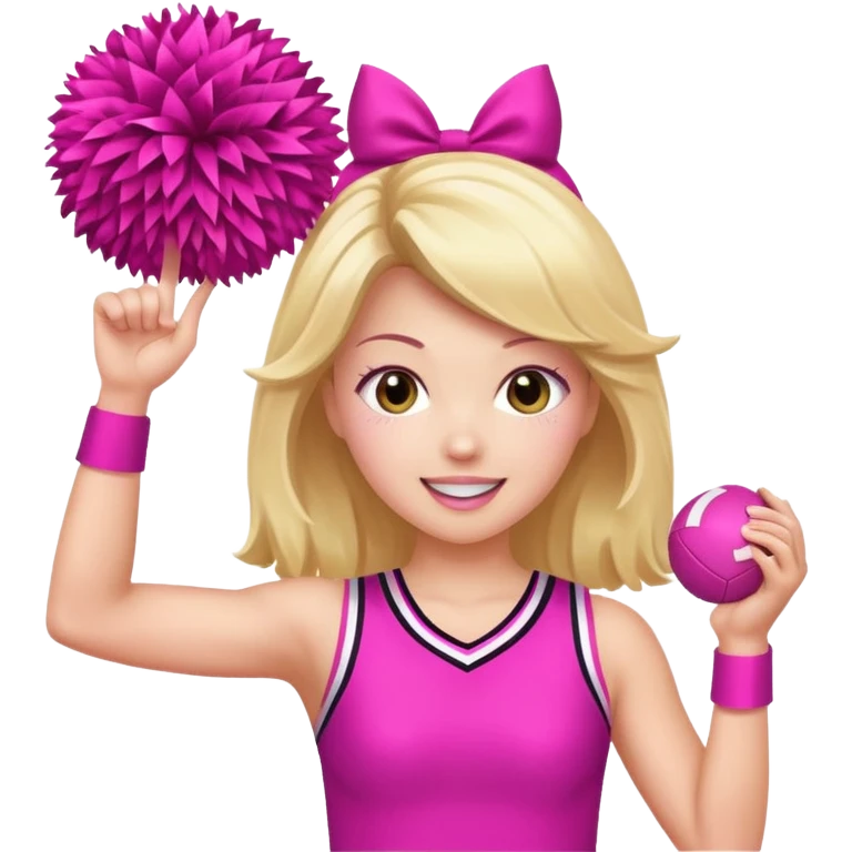 football cheerleader, hold a big cheering pom, pink and twinkle emoji