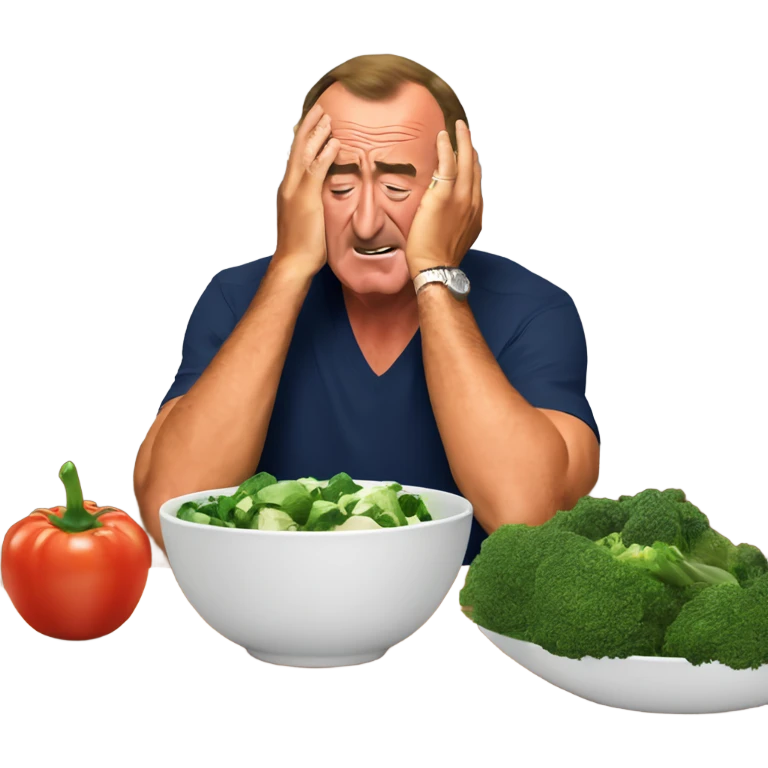 Al Michaels crying next to bowl of vegetables  emoji