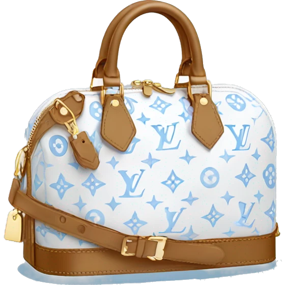 White Designer Louis Vuitton bag with baby blue monogram  emoji
