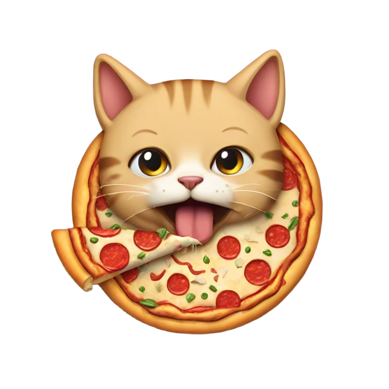 Cat eating pizza emoji