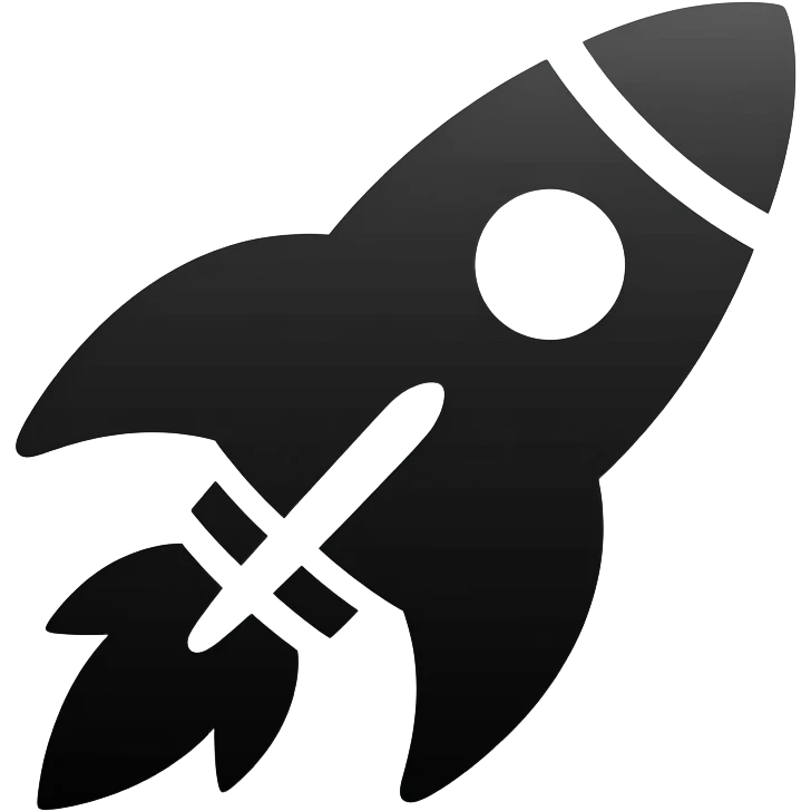 Generate a black icon of a rocket only on white bg. emoji