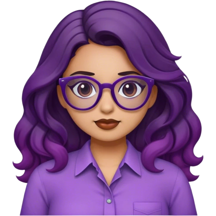 chica con lentes morados, tez morena, cabello ondulado, 29 años con camisa de grogu emoji