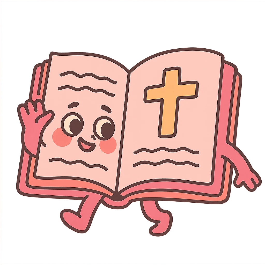 pink open Bible book with cross, soft colors emoji