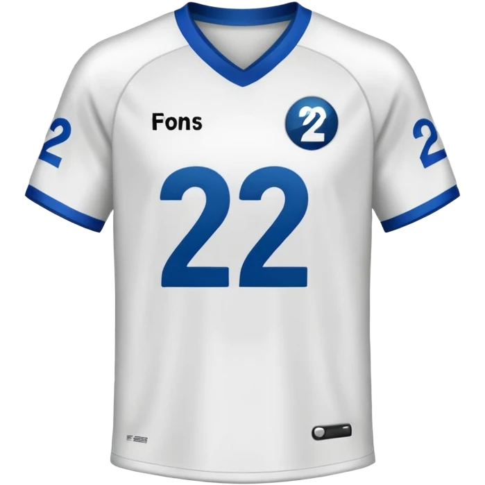 White football jersey at the back with number 22 and my name RONIHO  emoji