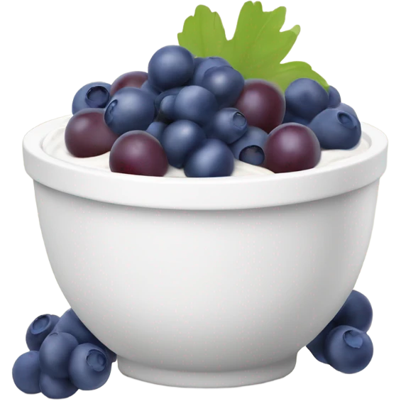 yoghurt bowl with grapes and blueberries emoji
