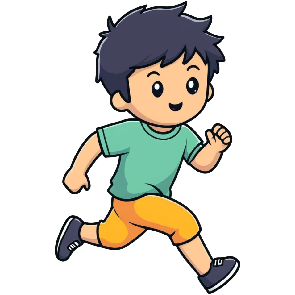 kid with black hair running emoji