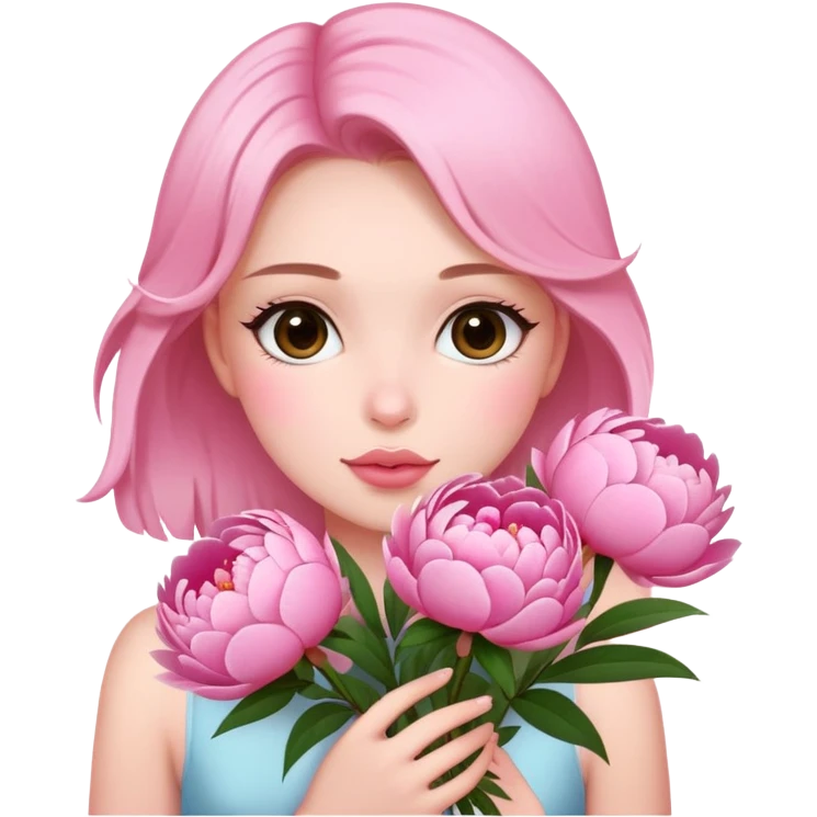 Beautiful girl holding many peonies emoji
