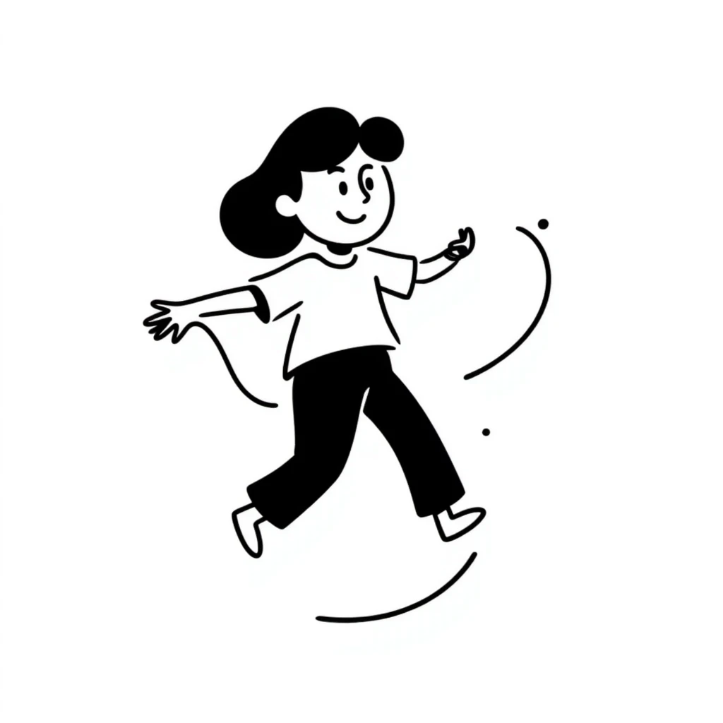 playful hand drawn sketch of a person jumping rope emoji