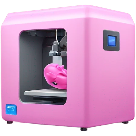 pink 3D printer printing dolphin emoji