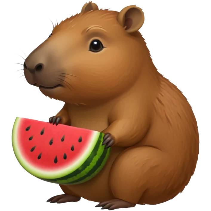 Capybara with watermelon and cute emoji