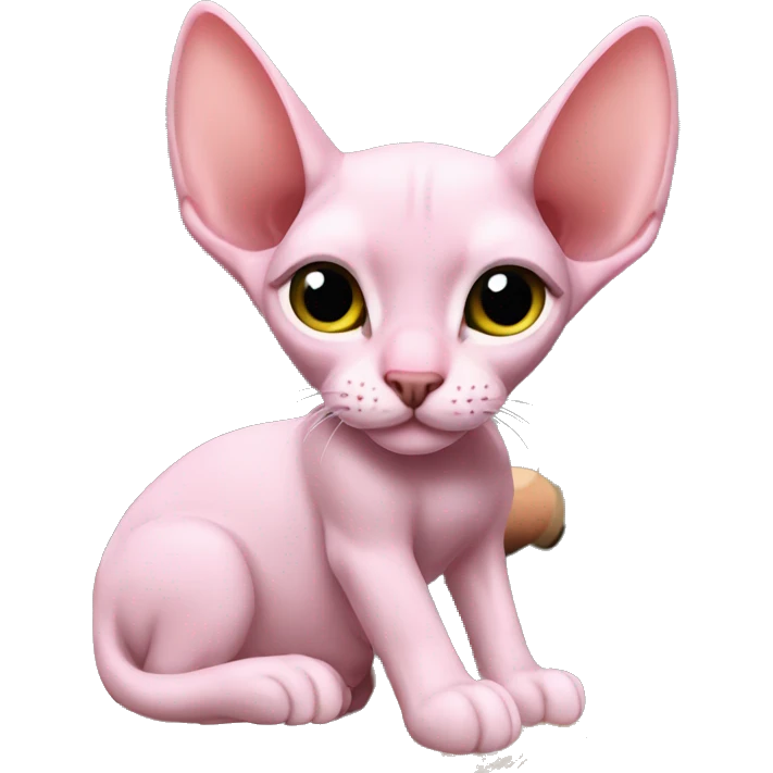 Pink sphinx cat uses new airpods emoji