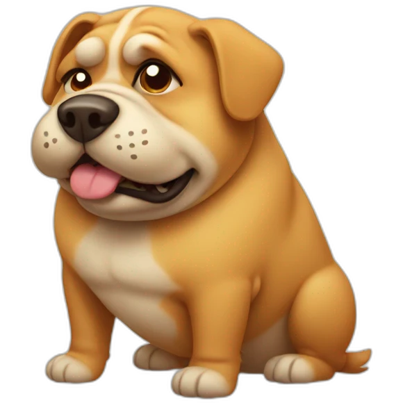 fat dog with wrinkles Happy emoji