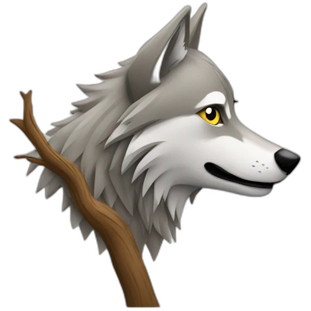 Un loup sur un arbre emoji