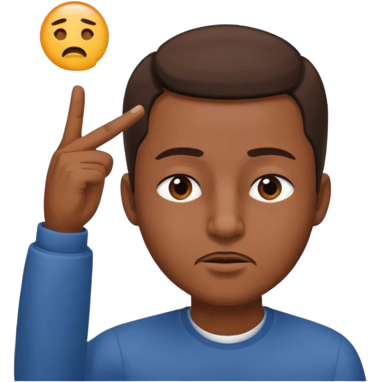Emoji de hombre haciendo silencio y señalandose la cabeza con los ojos cerrados emoji