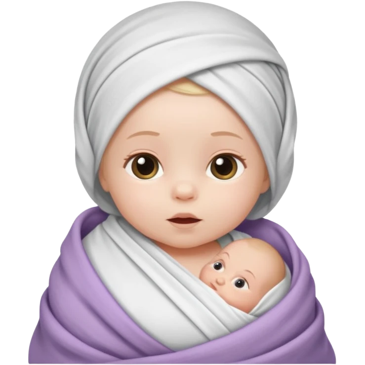 newborn white baby girl in a swaddle emoji