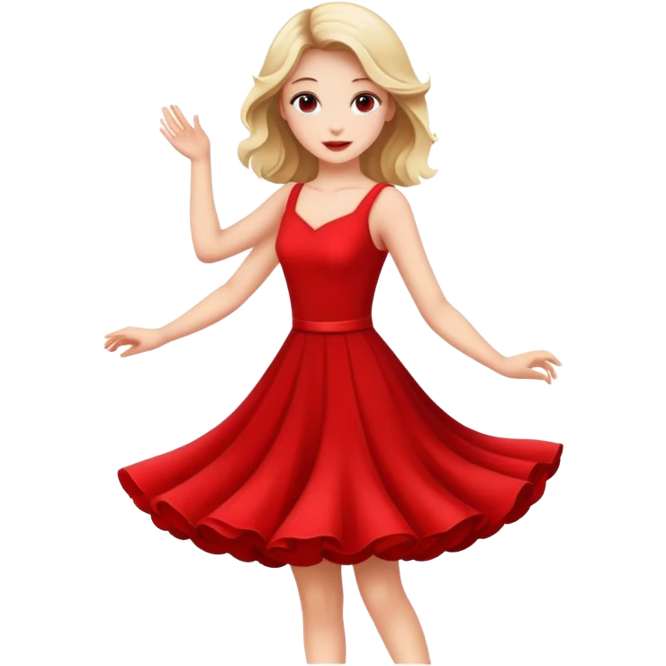 beautiful girl in red dress dancing emoji