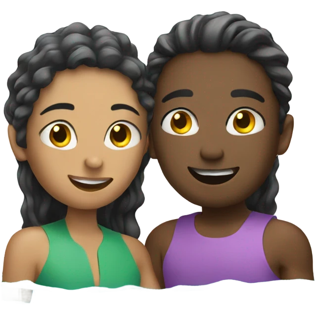 Two friends swimming in a pool emoji