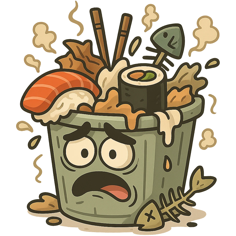 cartoonish sushi trash in flat toon style emoji