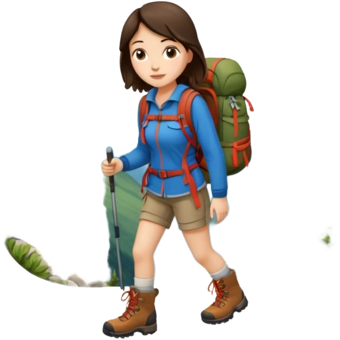 Brunette girl hiking emoji