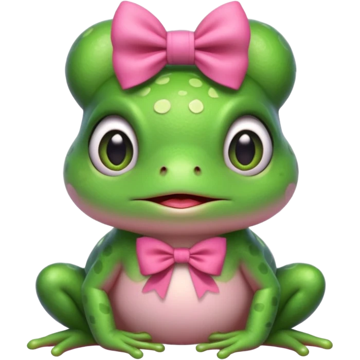 cute frog with a pink bow, portrait, bust up emoji