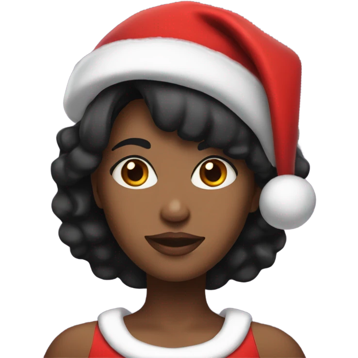 Black woman with short black hair and a Santa hat on emoji