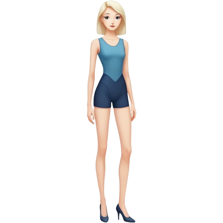 Tall slender woman with elongated arms and legs, sharp angular facial features with high cheekbones and defined jawline emoji