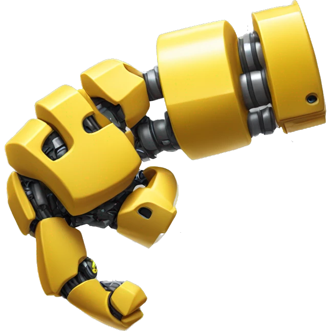 Yellow mechanical cyborg bicep that’s flexing emoji
