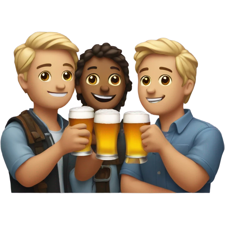 3 friends drinking beer emoji