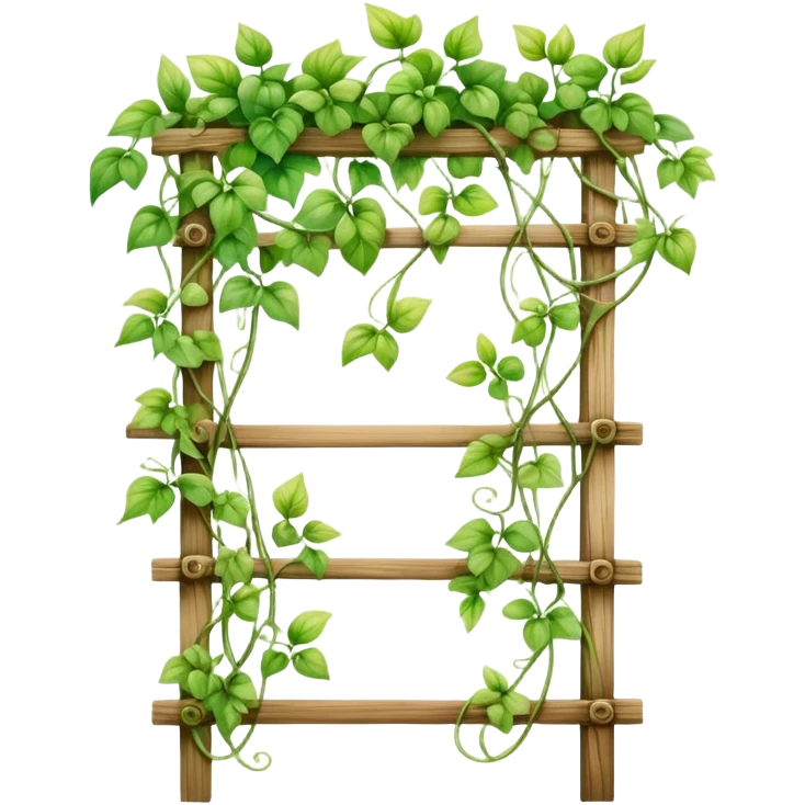 A delicate vine plant climbing a wooden trellis, painted in watercolor with soft gradients and organic details.
 emoji