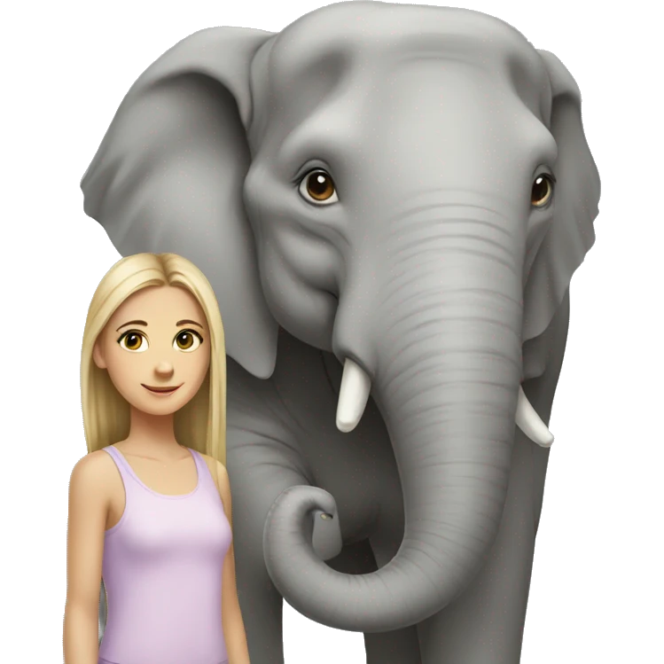a caucasian girl and an elephant emoji